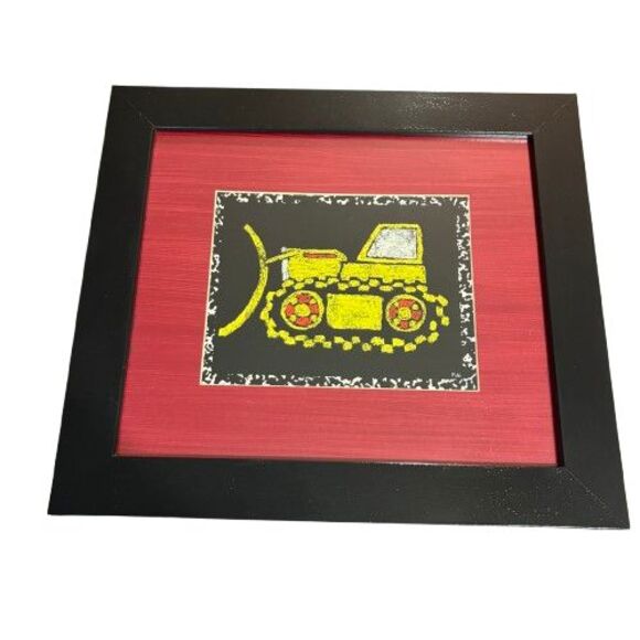 Dump Truck Airplane & Bulldozer Framed Pictures Set of 3 Signed by Riki - Picture 9 of 16